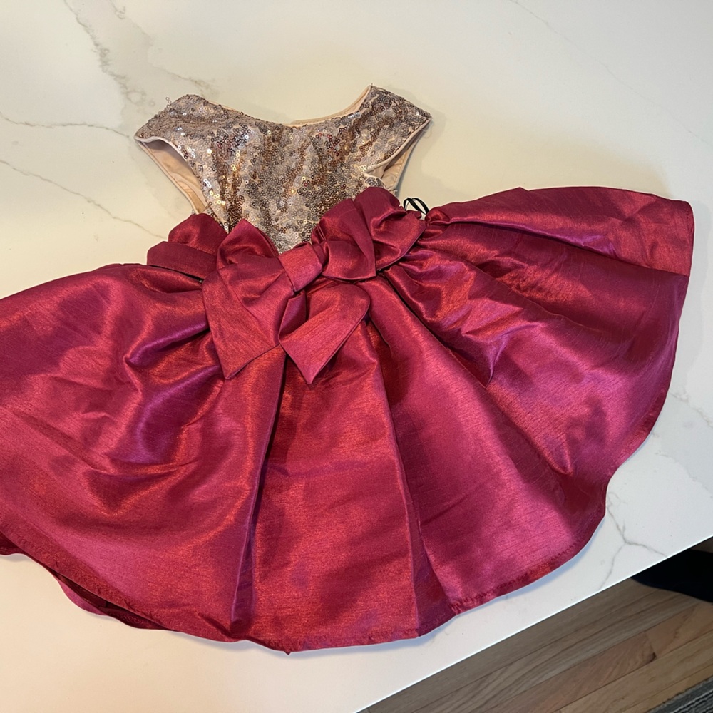 Baby Girl's Pippa &amp; Julie Sequin Bodice Taffeta BERRY 18 mos NWT